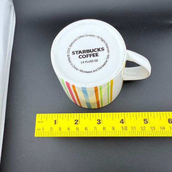 Starbucks Coffee 2005 Striped Mug – 14 oz Multicolor Lines – Rare Vintage - Picture 6 of 6